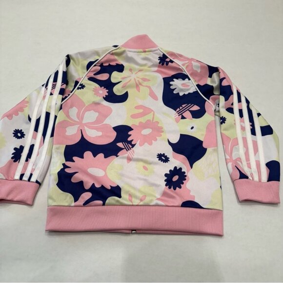 Adidas Youth Girls Allover Flower Print Zip Up Track Jacket Size 5 - Picture 3 of 5